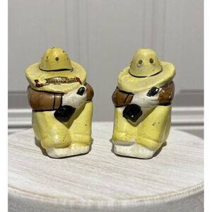 Vintage Mexican Men Salt Pepper Shakers Sombrero Tequila Sitting‎ Siesta Japan